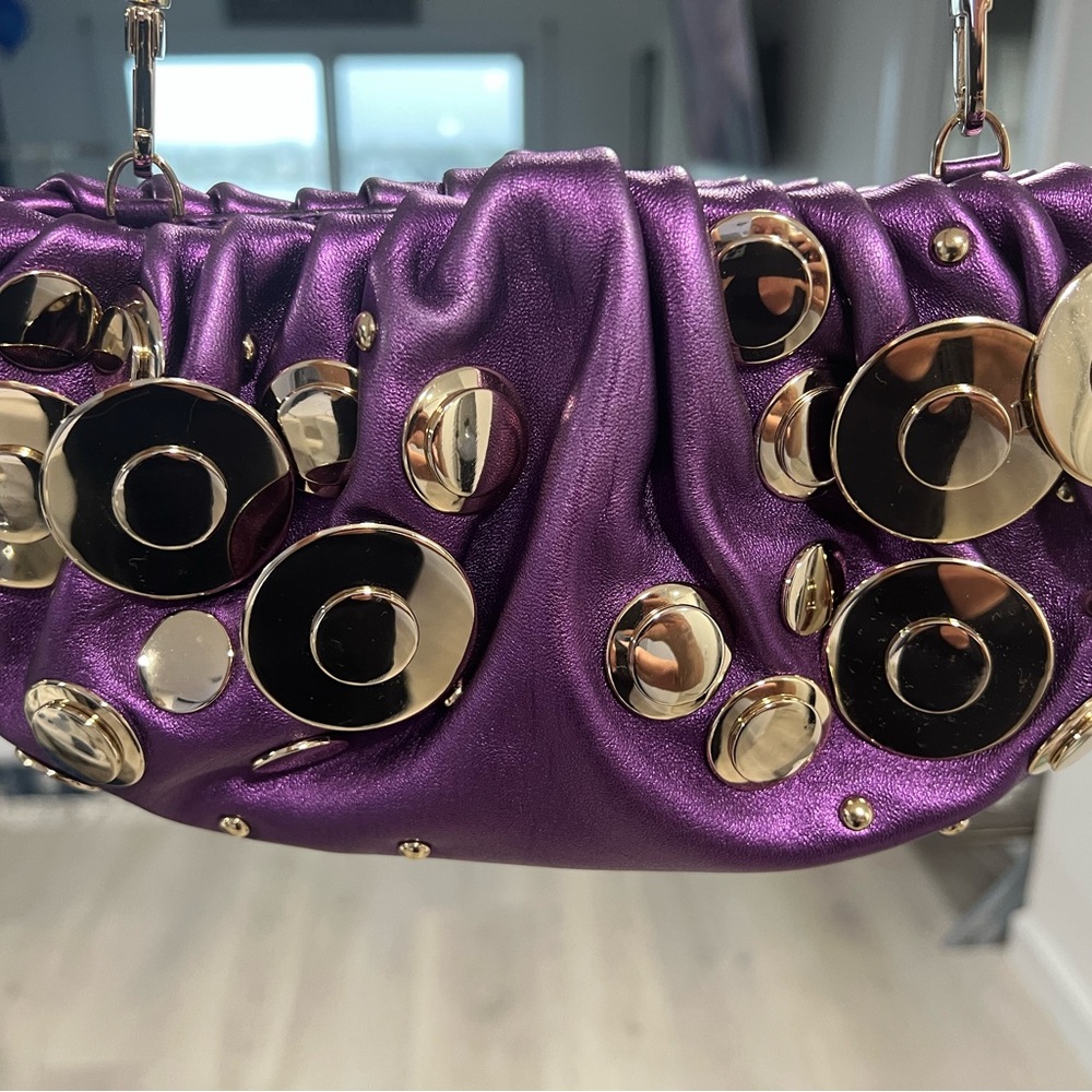 Diane von Furstenberg purple clutch w/attachable straps and dust bag. - Picture 3 of 11